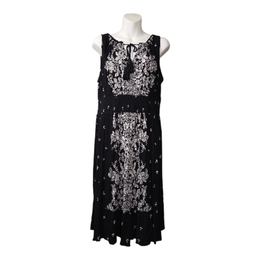 Bila Black and White Patterned Midi Dress
